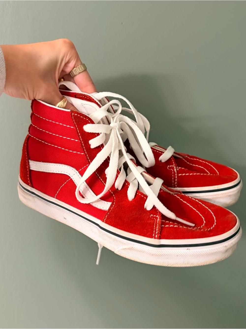 Vans Kids Red & White High-Top Skate Sneakers